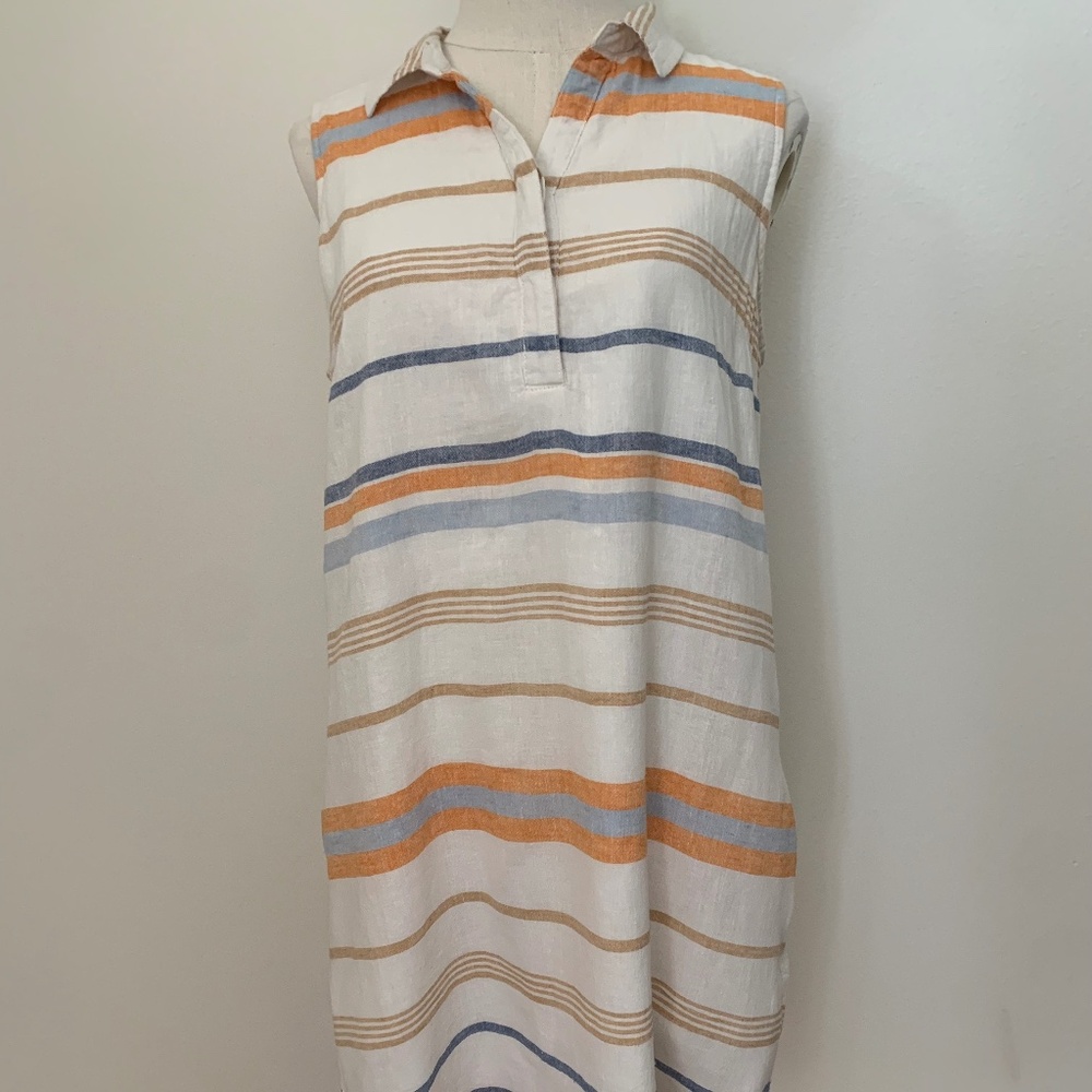 Beach Lunch Lounge Sleeveless Linen Cotton Shift Dress Size Medium